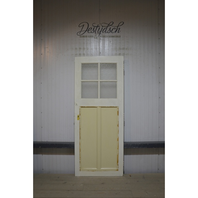 Oude Bruynzeel drievaks paneeldeur met glas 