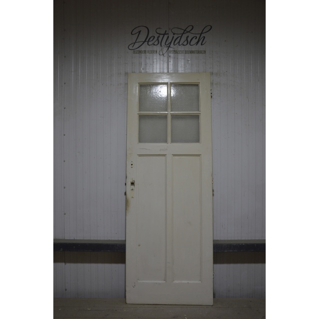 Oude Bruynzeel drievaks paneeldeur met ruitjes 