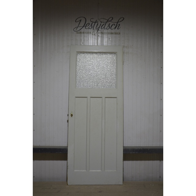 Oude Bruynzeeldeur met 3 staande vakken en 1 ruit 