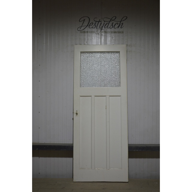 Oude Bruynzeeldeur met 3 staande vakken en 1 ruit 